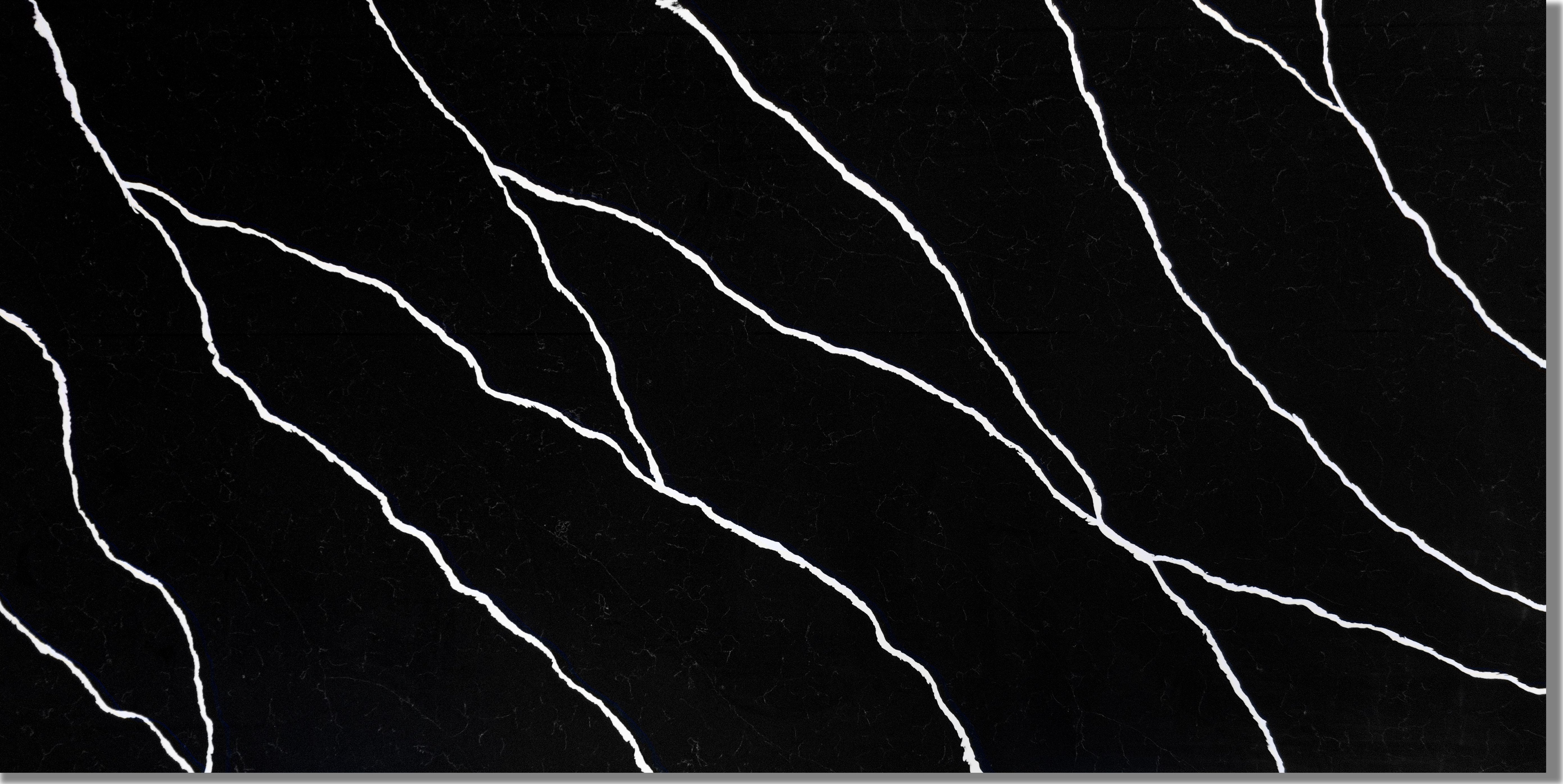 Quartz color B2201 Calacatta Black, Lightning Slab